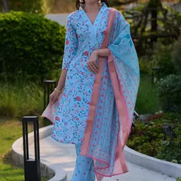 Hitarth Fashion Women Ethnic Motifs Printed Regular Kurti with Trousers & With Dupatta-picture-15