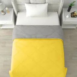 Comfowell Yellow & Grey Checked Heavy Winter 210 GSM Double Bed Comforter image 3