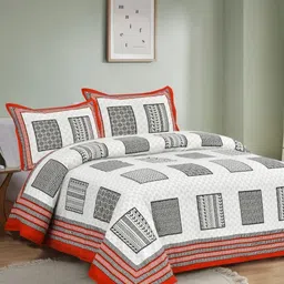 JAIPUR FABRIC Red & White Ethnic Printed 240 TC Cotton King Bedsheet Set 2.54 m x 2.74 m-image-75