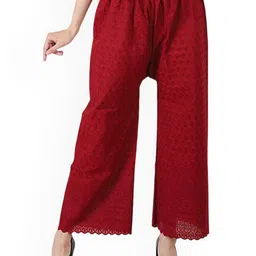 SRISARAS Women Embroidered Mid-Rise Cotton Parallel Trousers-picture-27