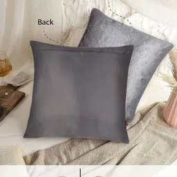 Tesmare Grey Set of 2 Geometric Velvet Square Cushion Covers image 5