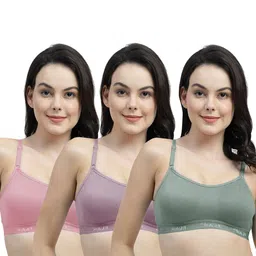SHYAM SONS FLAIR Pack of 3 Full Coverage Non Padded Non-Wired Cotton Workout Bra image 3