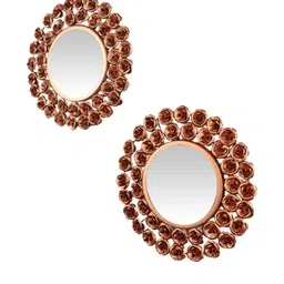 Urban Hamlet Gold Set of 2 Vintage Copper Rose Design Round Mirror image 3