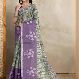 JYA Women Printed Tissue Silk Saree With Blouse image 2