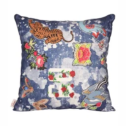 Home Blue & Red 2 pieces Quirky Square Cushion Covers image 2