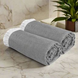 Heelium Grey & White 2 Pieces Bamboo 250 GSM Bath Towels-picture-20