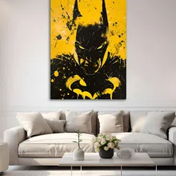 Craftnest creations Yellow & Black Single Piece Canvas Abstract Wall Paintings image 4