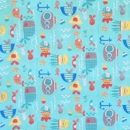 WEAVE AND DECOR Turquoise Blue Cartoon Characters 300 TC Single Bedsheet with 1 Pillow Covers image 3