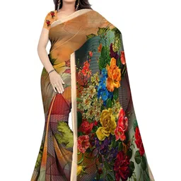 SHIVAM FABRICS Floral Poly Georgette Saree-picture-34