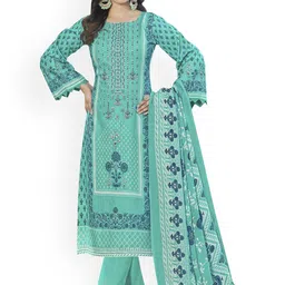 DRAVINAM Trends Floral Embroidered Thread Work Pure Cotton Unstitched Dress Material-picture-34