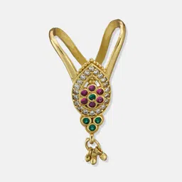 ATIBELLE Set Of 2 Gold Plated Cubic Zirconia studded Vanki- Shaped Beaded Finger Rings image 5