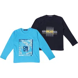 NeuVin Kids Pack of 2 Typography Printed Round Neck T-shirts-picture-35