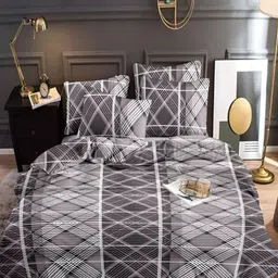 BREVARD Grey & White Printed Single Duvet Cover-image-57