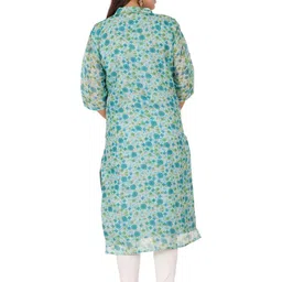 PARTH SY FASHION Women Blue Crepe Straight Kurtas image 2