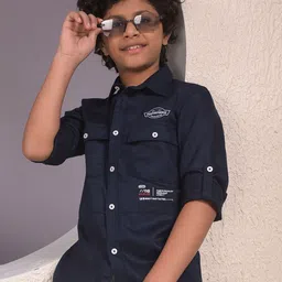 Crimsoune Club Boys Classic Slim Fit Solid Spread Collar Casual Shirt-image-33