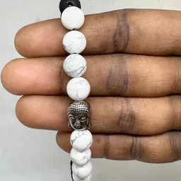 Gems Guru Men Natural Lava Buddha Howlite Bracelet image 3