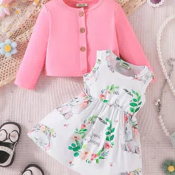 INCLUD Girls Floral Printed Fit & Flare Dress With Long Sleeve Top-picture-32