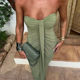 LULU & SKY Strapless Ruched Bandeau Maxi Dress image 4