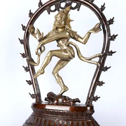 Exotic India Brown & Gold Toned Lord Nataraj Religious Brass Idol Showpiece-image-47