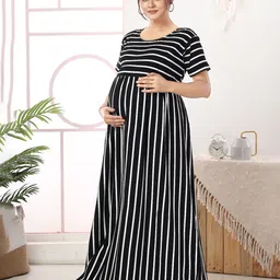 MomsBae Striped Maternity Maxi Dress image 4