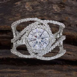 Kushal's Fashion Jewellery Rhodium-Plated Cubic Zirconia-Studded Adjustable Finger Ring-picture-12