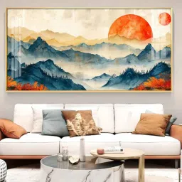 the next decor Sunrise In Mountains Glass Finish Horizontal Wall Art-picture-39