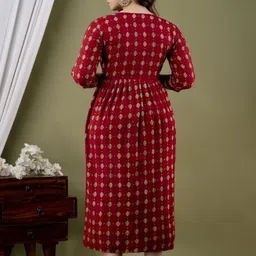 Nevisha Style Women Floral Printed Thread Work Floral Maternity Anarkali Kurta image 3