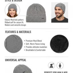 iSWEVEN Unisex Woollen Beanie image 2