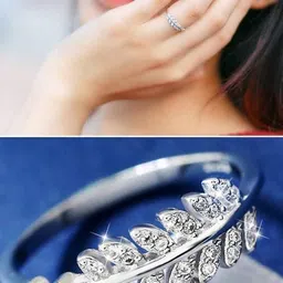 Teeragaj Set Of 2 Cubic Zirconia Stone-Studded Adjustable Finger Ring image 2