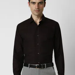 Van Heusen Men Spread Collar Micro Checked Cotton Slim Fit Formal Shirt-picture-24