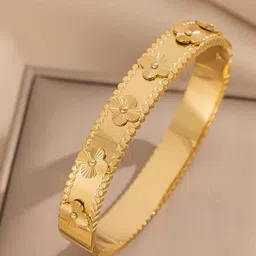 DressBerry Women American Diamond Antique Gold-Plated Kada Bracelet-image-86
