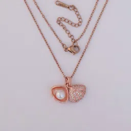 Peprika Women Rose Gold-Plated Pearls Quirky Pendants with Chains image 3