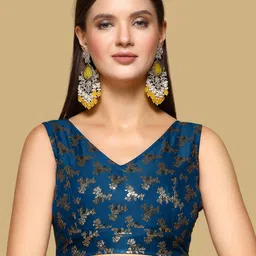 Oomph! Woven Design V Neck Saree Blouse-picture-29