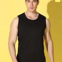 WOOSTRO Pack Of 2 Combed Cotton Gym Vests VWS26(PLAIN BLACK)(PLAIN YELLOW)-picture-12