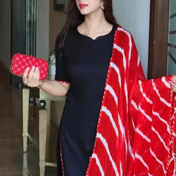 Piyuti Women Regular Sweetheart Neck Kurta And Trousers With Dupatta image 4