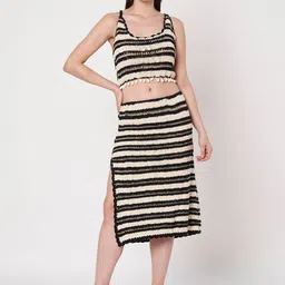 Amagyaa Women Multi Pure Cotton Striped Top & Skirt Co-Ords-image-33