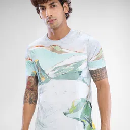SPYKAR Men Abstract Printed Round Neck Cotton T-shirt-picture-47