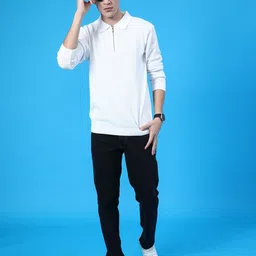 V-Mart Men Shirt Collar Cotton Self Design Sweatshirt image 3