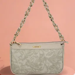 Metro Women Floral Printed Baguette Embroidered Shoulder Bag-picture-1