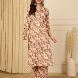 Anouk Rustic Women Floral Printed Regular Pure Cotton Kurta with Palazzos-picture-28