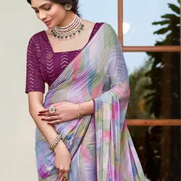 HERE&NOW Abstract Printed Satin Saree image 3