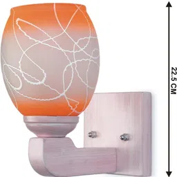 1ST TIME Pack Of 4 Orange & White Glass Cylinder Shaped Wall Lamp image 3