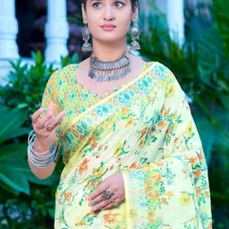 Anouk Rustic Women FloralPrinted Linen Blend Sungudi Saree-picture-38