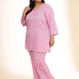 Sztori Printed Cotton V Neck Top & Trousers Co-Ords Set image 3