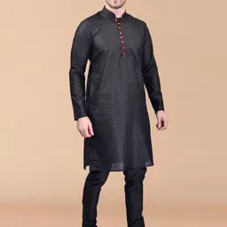 PRINTINDIA Men Regular Pure Silk Kurta with Churidar image 2