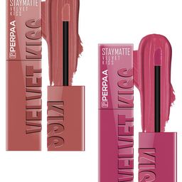 PERPAA Set Of 2 Velvet Kiss Matte Liquid Lipsticks- 3.5 ml Each- Nude - Nude Pink-picture-10