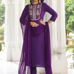 Anni Designer Women Ethnic Motifs Embroidered Regular Mirror Work Kurta with Trousers & With Dupatta-image-70