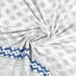 Myntra Elegant Homes Set Of 8 White & Blue Printed Cotton Diwan Set image 4