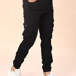 V-Mart Men Mid-Rise Flat-Front Cotton Jogger Cargos Trousers image 3