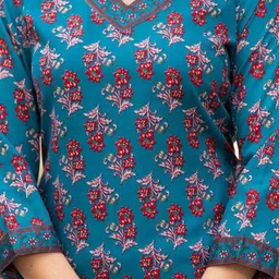 Ethnic 3 You Women Floral Printed Regular Pure Cotton Kurta & Trousers With Floral Dupatta image 4